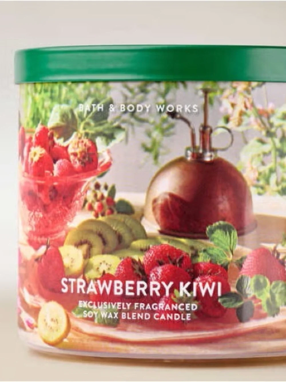Bath & Body Works Strawberry Kiwi 3-Wick Candle - Red & Green